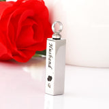 Maxbell Stainless Steel Cube Urn Memorial Ash Keepsake Cremation Pendant Husband