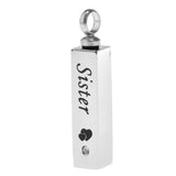 Maxbell Stainless Steel Cube Urn Memorial Ash Keepsake Cremation Pendant Sister