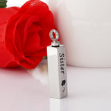 Maxbell Stainless Steel Cube Urn Memorial Ash Keepsake Cremation Pendant Sister