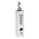 Maxbell Stainless Steel Cube Urn Memorial Ash Keepsake Cremation Pendant Sister