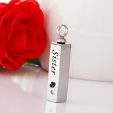 Maxbell Stainless Steel Cube Urn Memorial Ash Keepsake Cremation Pendant Sister