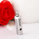 Maxbell Stainless Steel Cube Urn Memorial Ash Keepsake Cremation Pendant Sister
