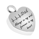 Maxbell Stainless Steel Heartbeat ECG Cremation Urn Memorial Pendant Dad