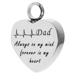 Maxbell Stainless Steel Heartbeat ECG Cremation Urn Memorial Pendant Dad