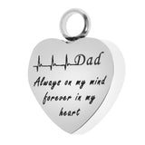 Maxbell Stainless Steel Heartbeat ECG Cremation Urn Memorial Pendant Dad
