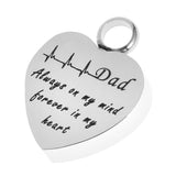 Maxbell Stainless Steel Heartbeat ECG Cremation Urn Memorial Pendant Dad