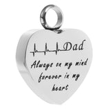 Maxbell Stainless Steel Heartbeat ECG Cremation Urn Memorial Pendant Dad
