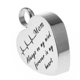 Maxbell Stainless Steel Heartbeat ECG Cremation Urn Memorial Pendant Mom