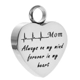 Maxbell Stainless Steel Heartbeat ECG Cremation Urn Memorial Pendant Mom