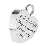Maxbell Stainless Steel Heartbeat ECG Cremation Urn Memorial Pendant Wife