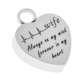 Maxbell Stainless Steel Heartbeat ECG Cremation Urn Memorial Pendant Wife