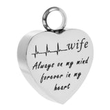 Maxbell Stainless Steel Heartbeat ECG Cremation Urn Memorial Pendant Wife