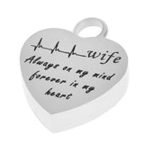 Maxbell Stainless Steel Heartbeat ECG Cremation Urn Memorial Pendant Wife