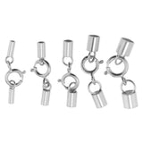 Maxbell Platinum 925 Sterling Silver Cylinder Tube Cord Clasp Ends DIY Craft 1mm