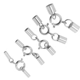 Maxbell Platinum 925 Sterling Silver Cylinder Tube Cord Clasp Ends DIY Craft 1mm