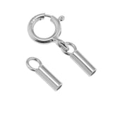 Maxbell Platinum 925 Sterling Silver Cylinder Tube Cord Clasp Ends DIY Craft 1mm