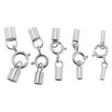 Maxbell Platinum 925 Sterling Silver Cylinder Tube Cord Clasp Ends DIY Craft 1mm