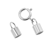Maxbell Platinum 925 Sterling Silver Cylinder Tube Cord Clasp Ends DIY Craft 3mm