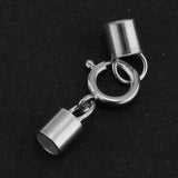 Maxbell Platinum 925 Sterling Silver Cylinder Tube Cord Clasp Ends DIY Craft 3mm