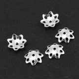 Maxbell 5 Pieces 925 Sterling Flower Cup Beads End Cap Jewelry Makings Silver