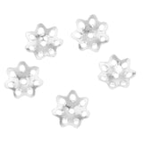 Maxbell 5 Pieces 925 Sterling Flower Cup Beads End Cap Jewelry Makings Silver