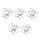 Maxbell 5 Pieces 925 Sterling Flower Cup Beads End Cap Jewelry Makings Silver