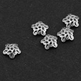 Maxbell 5pcs 6mm Antique Flower Cap 925 Sterling Loose Beads End Cap Silver White