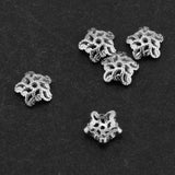 Maxbell 5pcs 6mm Antique Flower Cap 925 Sterling Loose Beads End Cap Silver White