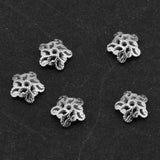Maxbell 5pcs 6mm Antique Flower Cap 925 Sterling Loose Beads End Cap Silver White
