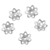 Maxbell 5pcs 6mm Flower Cap 925 Sterling Metal Earring Bracelet End Cap Silver White