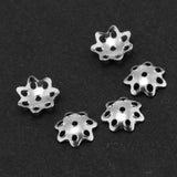 Maxbell 5pcs 6mm Flower Cap 925 Sterling Metal Earring Bracelet End Cap Silver White