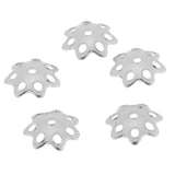 Maxbell 5pcs 8mm Dia Flower Cap 925 Sterling for Earring Bracelet End Cap White Gold