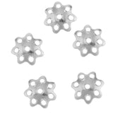 Maxbell 5pcs 8mm Dia Flower Cap 925 Sterling for Earring Bracelet End Cap White Gold