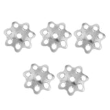 Maxbell 5pcs 8mm Dia Flower Cap 925 Sterling for Earring Bracelet End Cap White Gold