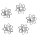 Maxbell 5pcs 8mm Dia Flower Cap 925 Sterling for Earring Bracelet End Cap White Gold
