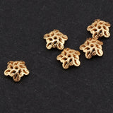 Maxbell 5pcs 6mm Antique Flower Cap 925 Sterling Loose Beads End Cap Gold