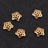 Maxbell 5pcs 6mm Antique Flower Cap 925 Sterling Loose Beads End Cap Gold