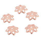 Maxbell 5 Pieces 925 Sterling Flower Cup Beads End Cap Jewelry Makings Rose Gold