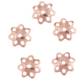 Maxbell 5 Pieces 925 Sterling Flower Cup Beads End Cap Jewelry Makings Rose Gold