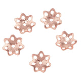 Maxbell 5 Pieces 925 Sterling Flower Cup Beads End Cap Jewelry Makings Rose Gold