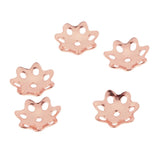 Maxbell 5 Pieces 925 Sterling Flower Cup Beads End Cap Jewelry Makings Rose Gold