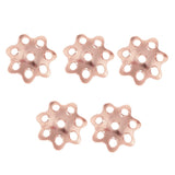 Maxbell 5 Pieces 925 Sterling Flower Cup Beads End Cap Jewelry Makings Rose Gold