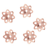 Maxbell 5 Pieces 925 Sterling Flower Cup Beads End Cap Jewelry Makings Rose Gold