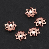 Maxbell 5 Pieces 925 Sterling Flower Cup Beads End Cap Jewelry Makings Rose Gold