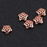 Maxbell 5pcs 6mm Antique Flower Cap 925 Sterling Loose Beads End Cap Rose Gold