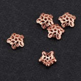 Maxbell 5pcs 6mm Antique Flower Cap 925 Sterling Loose Beads End Cap Rose Gold
