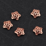 Maxbell 5pcs 6mm Antique Flower Cap 925 Sterling Loose Beads End Cap Rose Gold