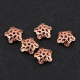 Maxbell 5pcs 6mm Antique Flower Cap 925 Sterling Loose Beads End Cap Rose Gold
