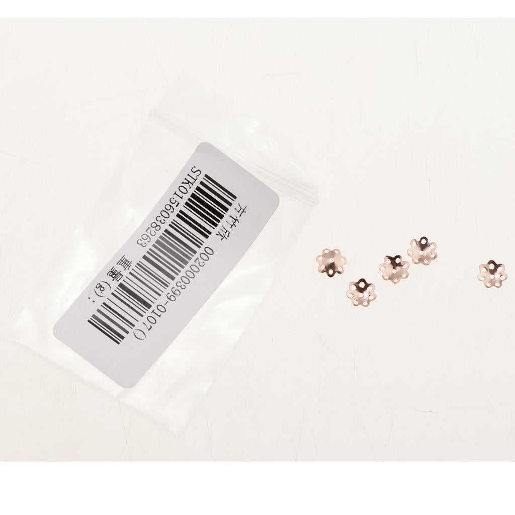 Maxbell 5pcs 6mm Flower Cap 925 Sterling Metal Earring Bracelet End Cap Rose Gold
