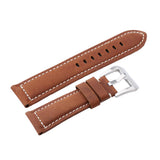 Maxbell Men PU Leather Watch Band Wristwatch band Strap Replacement 24mm Red brown